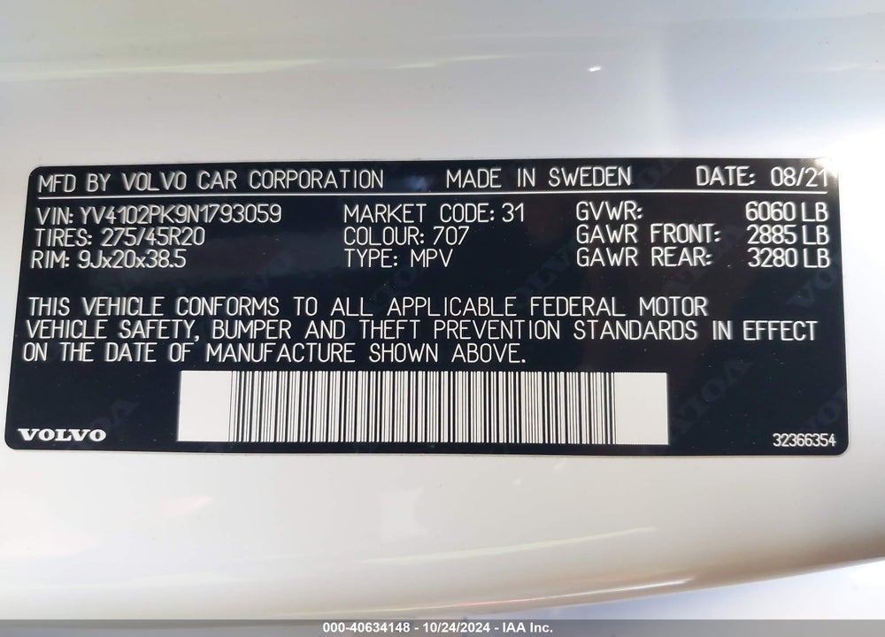2022 VOLVO XC90 T5 MOMENTUM 7 PASSENGER VIN: YV4102PK9N1793059