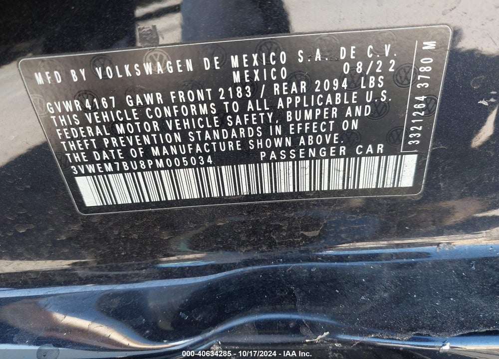 2023 VOLKSWAGEN JETTA 1.5T SE VIN: 3VWEM7BU8PM005034