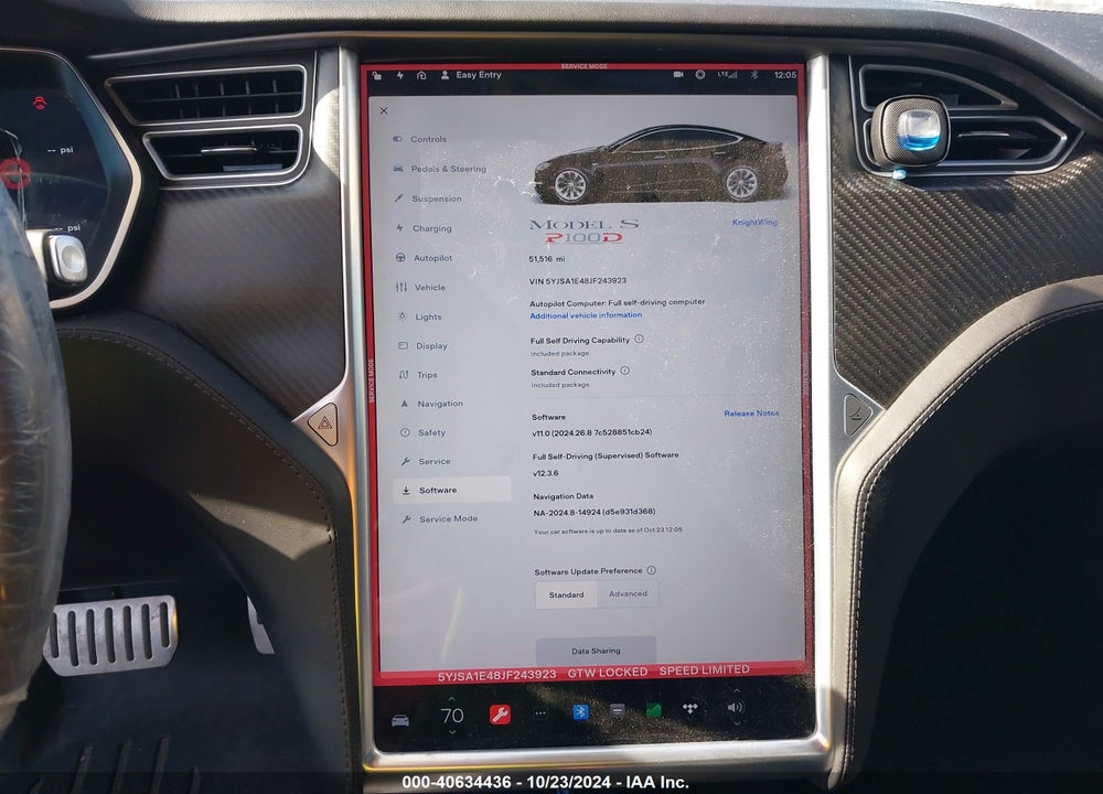 2018 TESLA MODEL S 100D/75D/P100D VIN: 5YJSA1E48JF243923