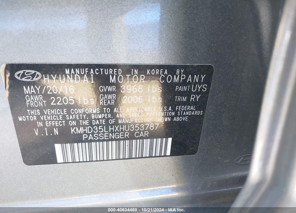 2017 HYUNDAI ELANTRA GT VIN: KMHD35LHXHU353787