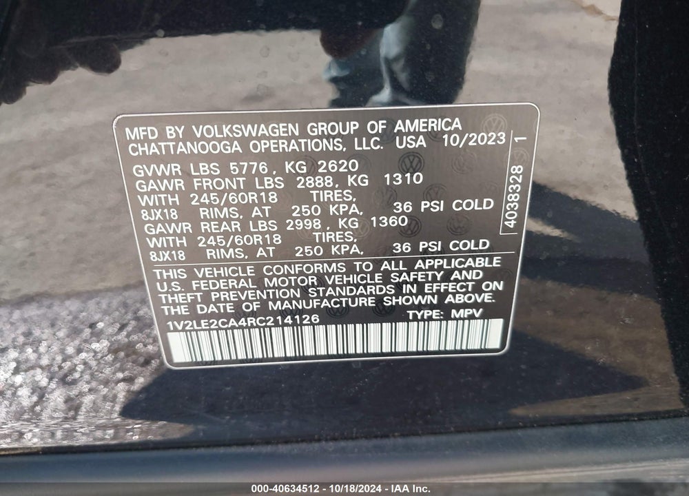 2024 VOLKSWAGEN ATLAS CROSS SPORT 2.0T SE VIN: 1V2LE2CA4RC214126