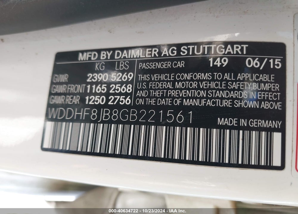 2016 MERCEDES-BENZ E 350 VIN: WDDHF8JB8GB221561