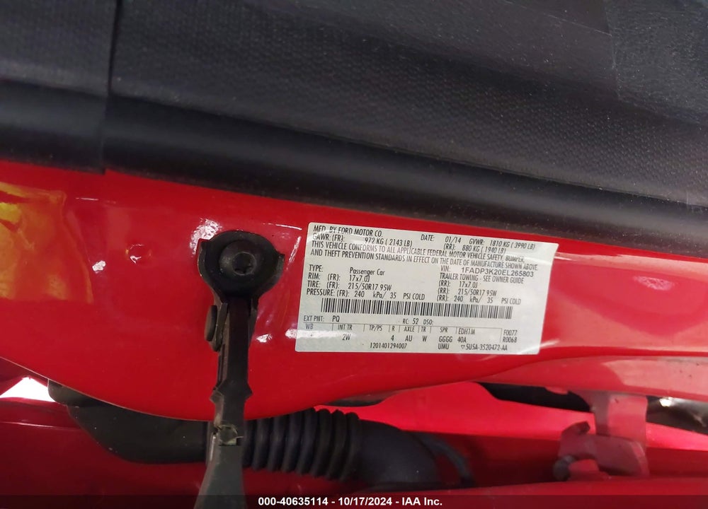 2014 FORD FOCUS SE VIN: 1FADP3K20EL265803