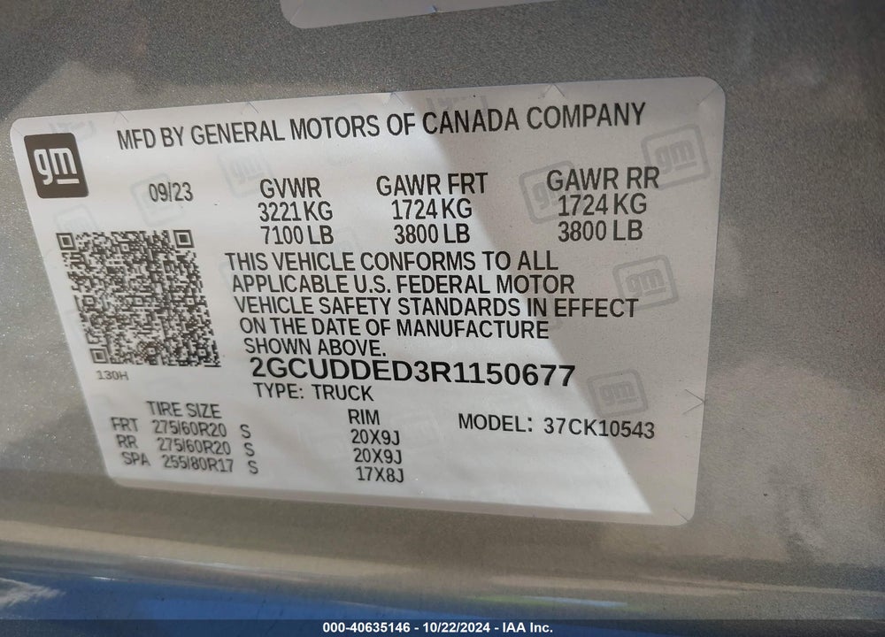 2024 CHEVROLET SILVERADO 1500 VIN: 2GCUDDED3R1150677
