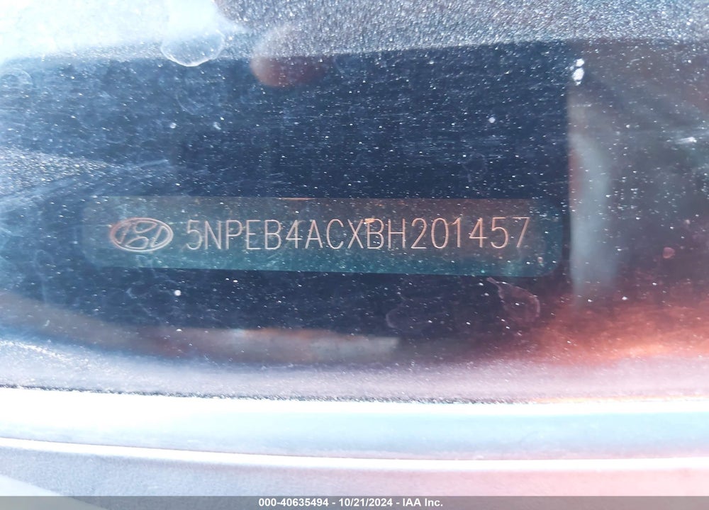 2011 HYUNDAI SONATA GLS VIN: 5NPEB4ACXBH201457
