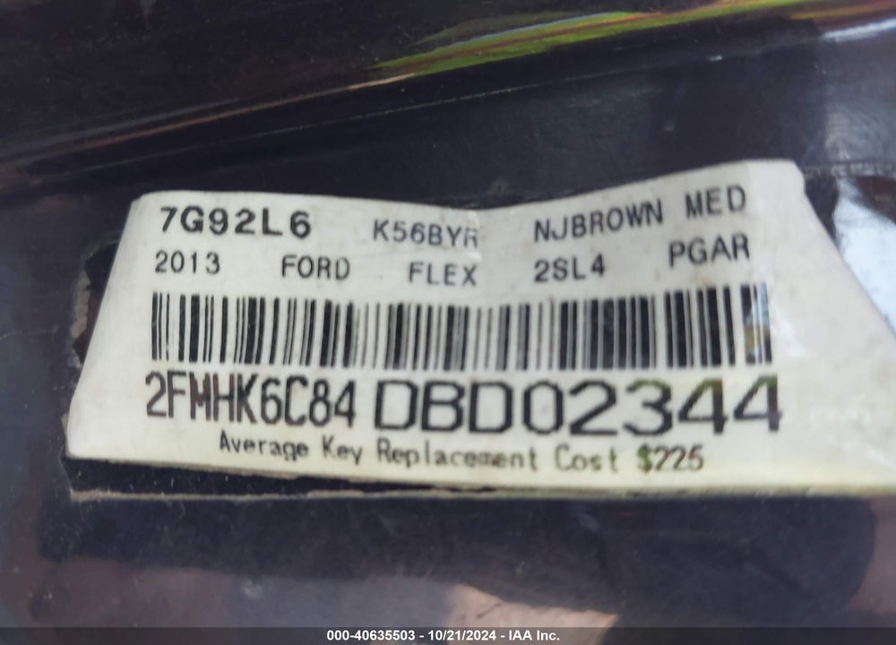 2013 FORD FLEX SEL VIN: 2FMHK6C84DBD02344