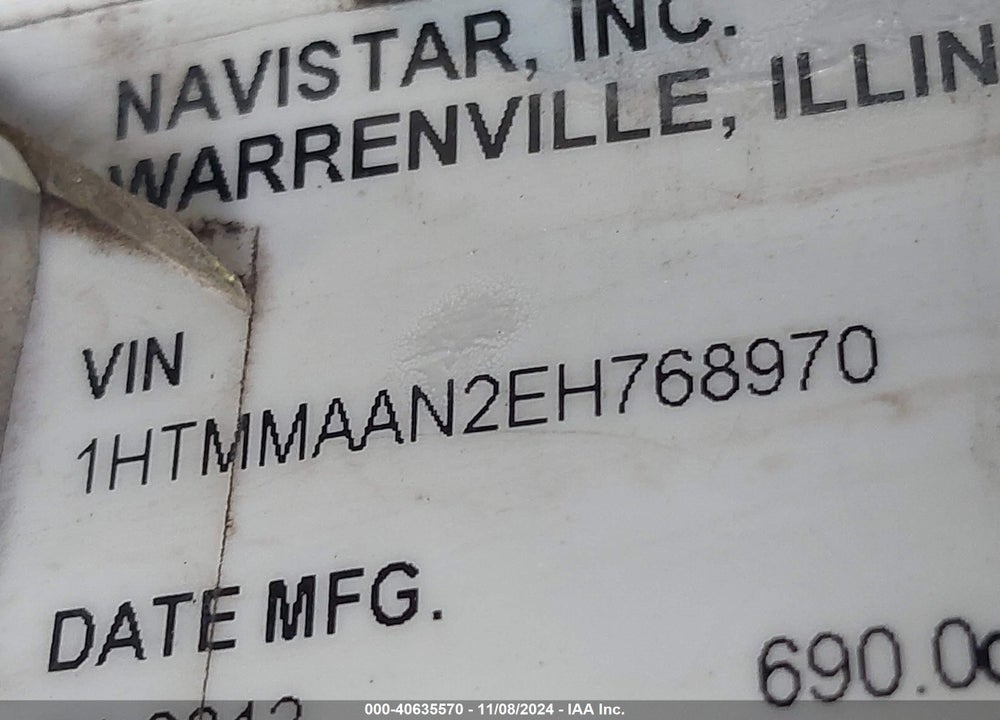 2014 INTERNATIONAL 4000 4300 VIN: 1HTMMAAN2EH768970