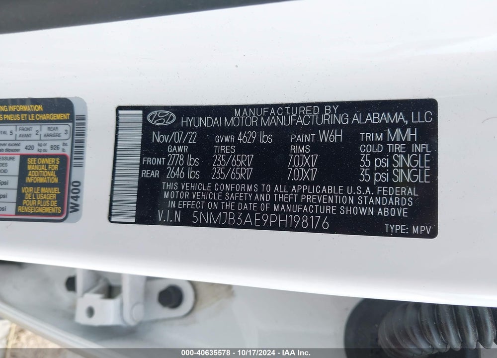 2023 HYUNDAI TUCSON SEL VIN: 5NMJB3AE9PH198176