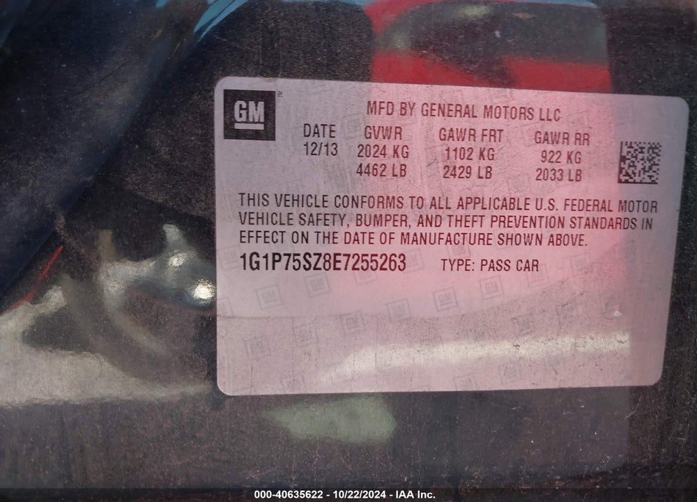 2014 CHEVROLET CRUZE DIESEL VIN: 1G1P75SZ8E7255263