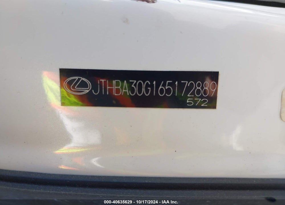 2006 LEXUS ES 330 VIN: JTHBA30G165172889