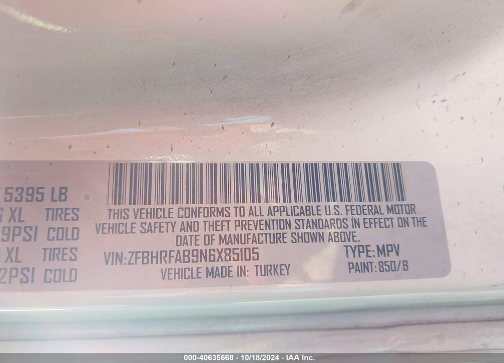 2022 RAM PROMASTER CITY CARGO VAN VIN: ZFBHRFAB9N6X85105