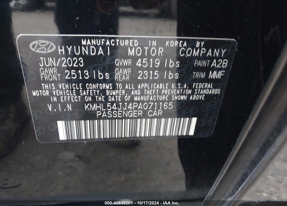 2023 HYUNDAI SONATA HYBRID LIMITED VIN: KMHL54JJ4PA071165