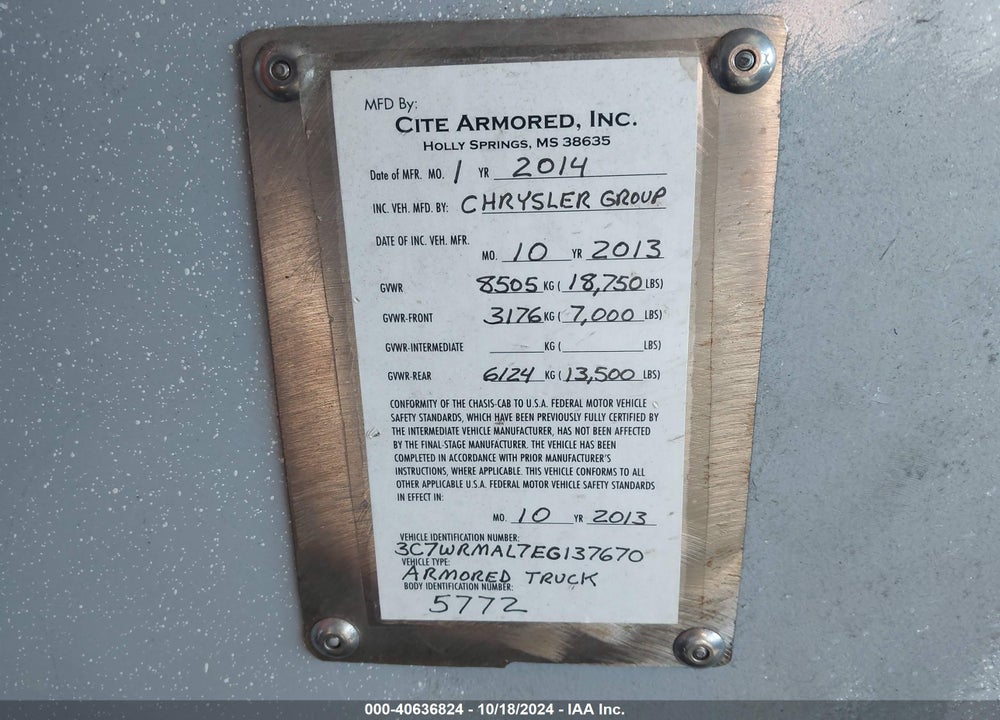2014 RAM 5500 CHASSIS TRADESMAN/SLT VIN: 3C7WRMAL7EG137670
