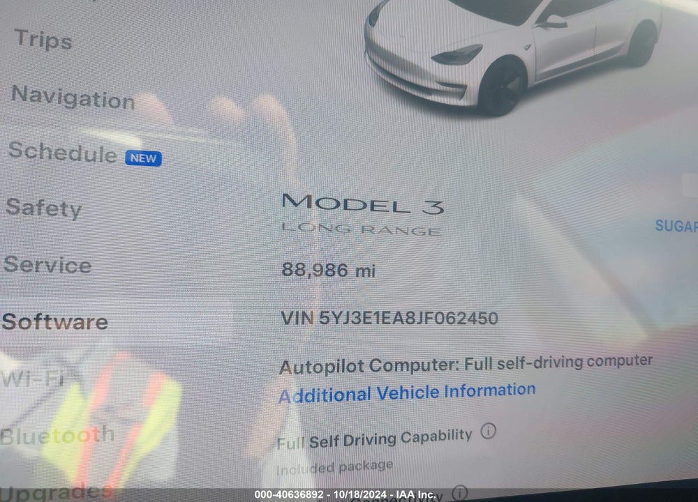 2018 TESLA MODEL 3 LONG RANGE/MID RANGE VIN: 5YJ3E1EA8JF062450