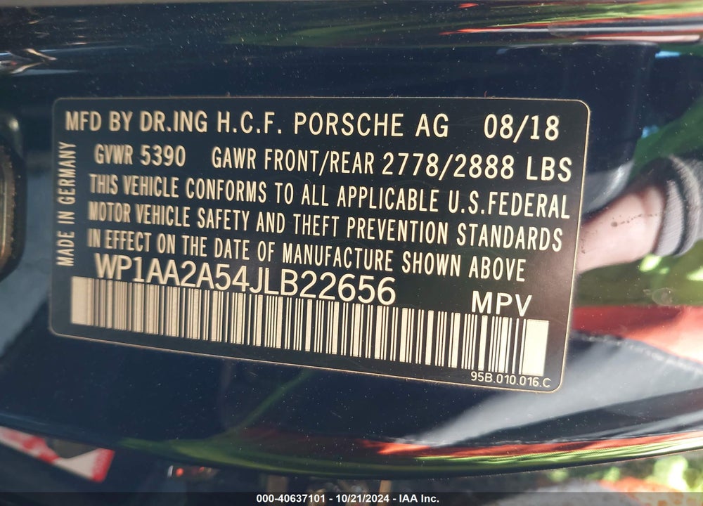 2018 PORSCHE MACAN SPORT EDITION VIN: WP1AA2A54JLB22656