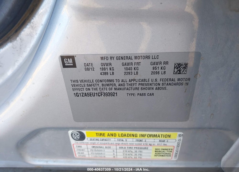 2012 CHEVROLET MALIBU LS VIN: 1G1ZA5EU1CF393921