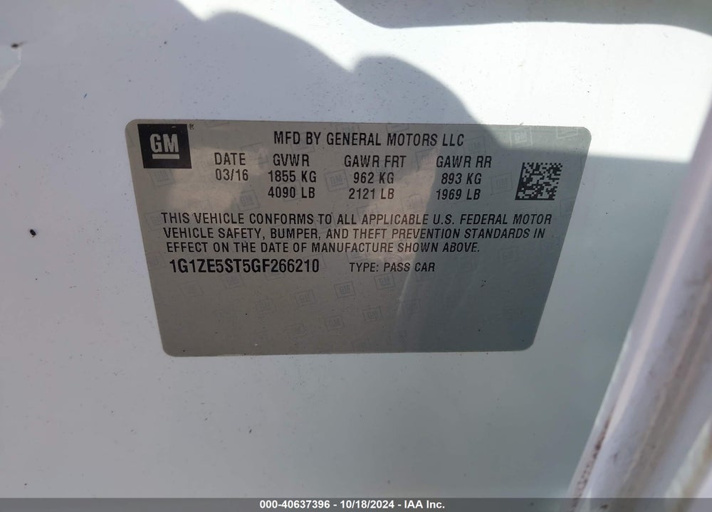 2016 CHEVROLET MALIBU 1LT VIN: 1G1ZE5ST5GF266210