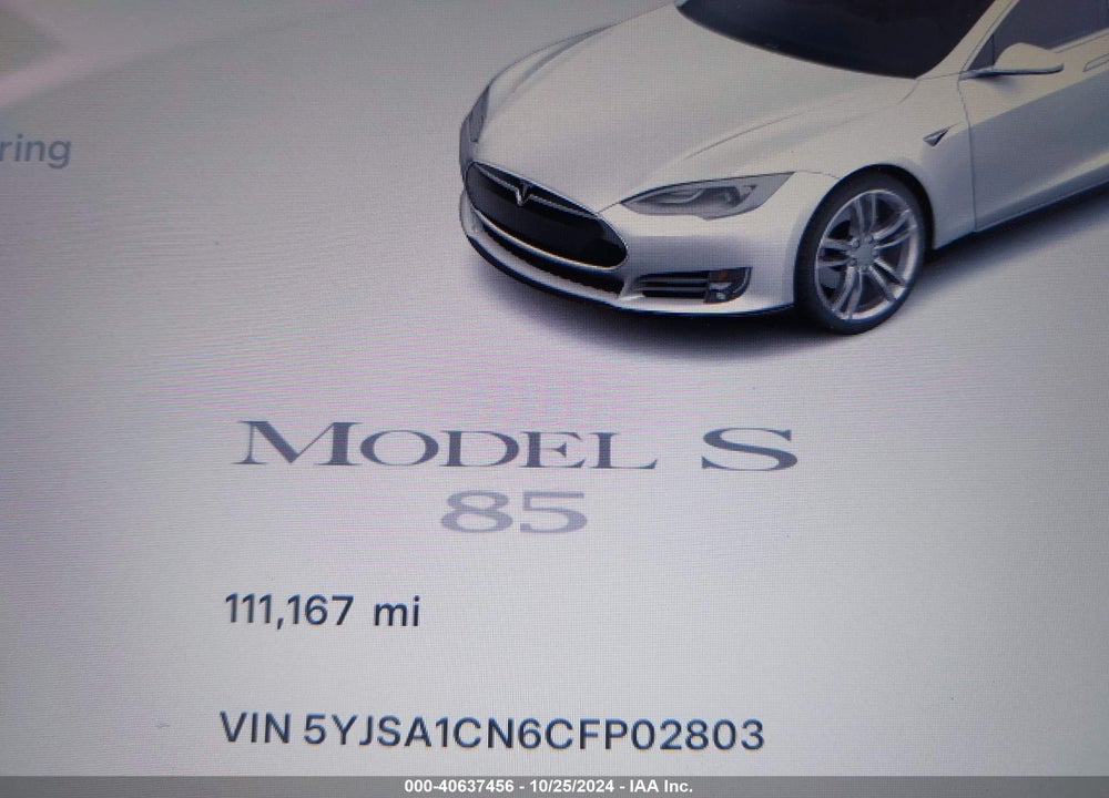 2012 TESLA MODEL S SIGNATURE VIN: 5YJSA1CN6CFP02803