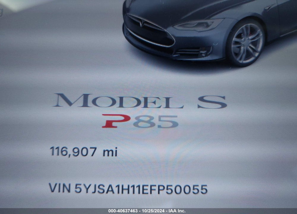 2014 TESLA MODEL S P85 VIN: 5YJSA1H11EFP50055