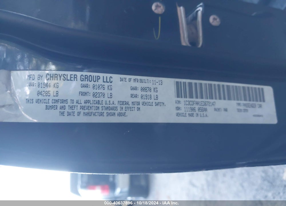 2014 DODGE DART SE VIN: 1C3CDFAA1ED672147