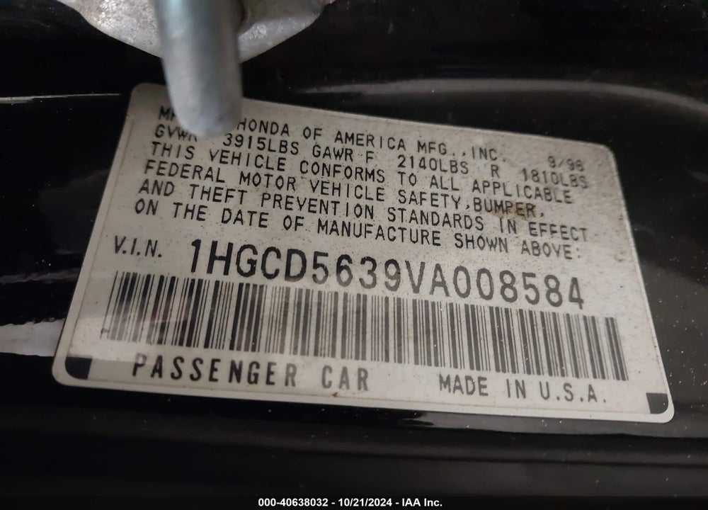 1997 HONDA ACCORD LX VIN: 1HGCD5639VA008584