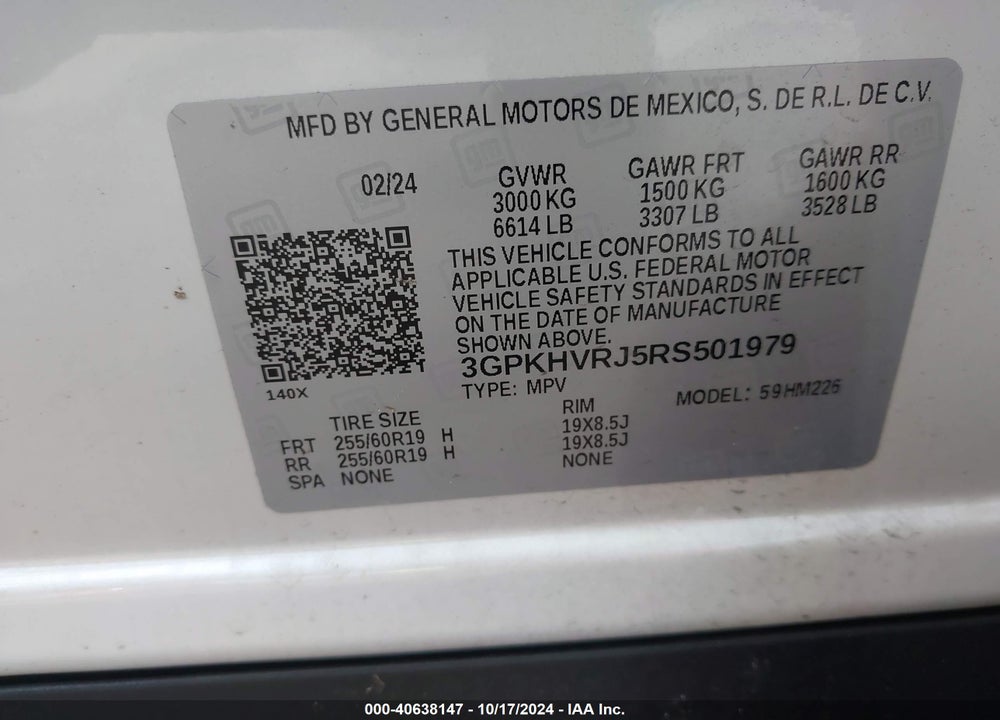 2024 HONDA PROLOGUE EX VIN: 3GPKHVRJ5RS501979