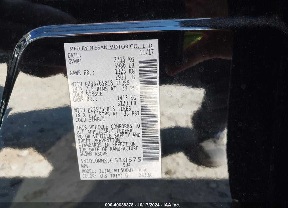 2018 INFINITI QX60 VIN: 5N1DL0MNXJC510575