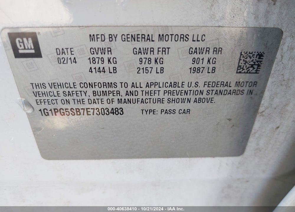 2014 CHEVROLET CRUZE LTZ VIN: 1G1PG5SB7E7303483