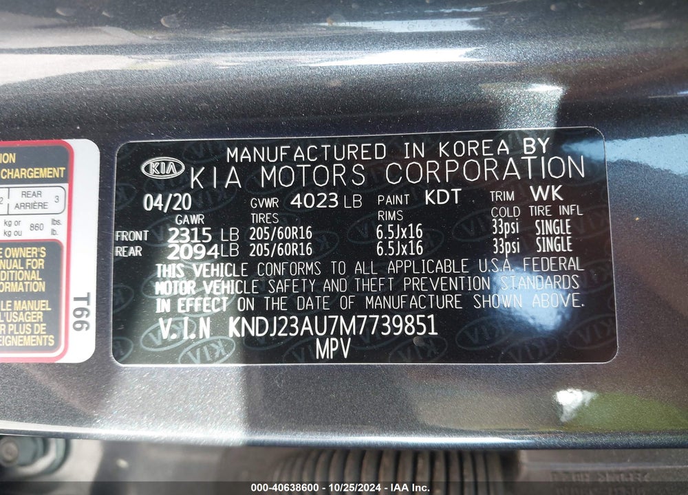 2021 KIA SOUL LX VIN: KNDJ23AU7M7739851