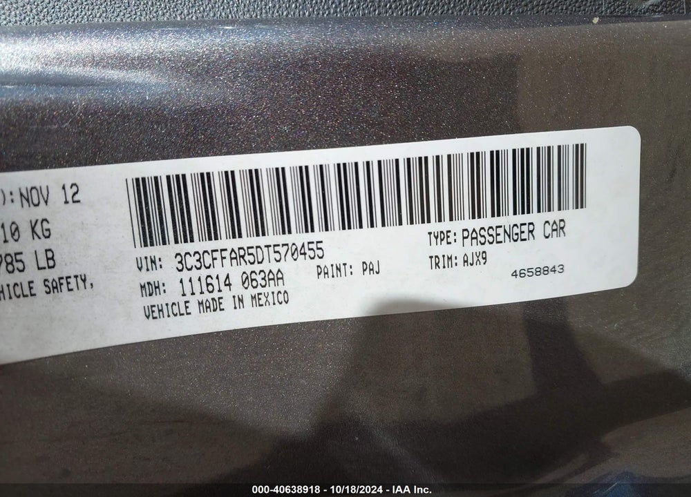 2013 FIAT 500 POP VIN: 3C3CFFAR5DT570455