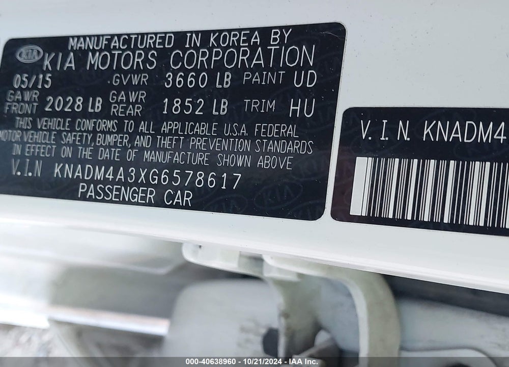 2016 KIA RIO LX VIN: KNADM4A3XG6578617