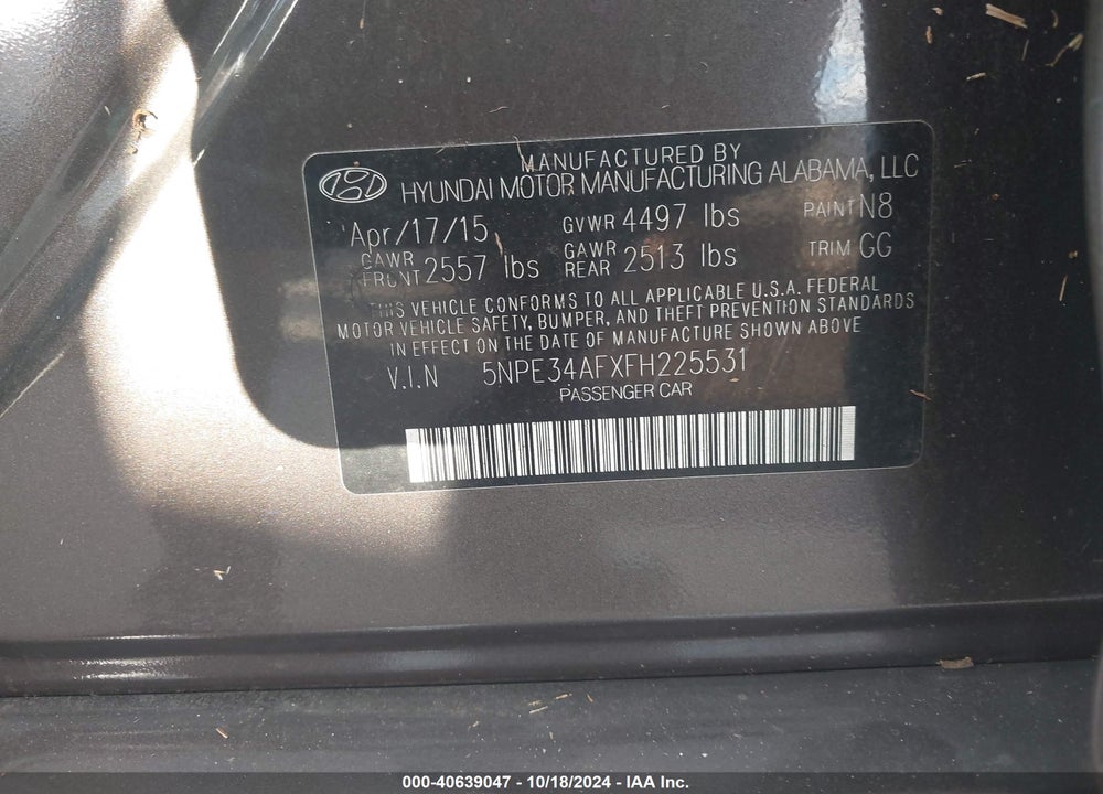 2015 HYUNDAI SONATA SPORT VIN: 5NPE34AFXFH225531