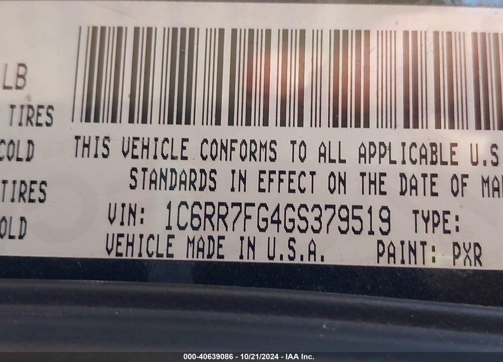 2016 RAM 1500 EXPRESS VIN: 1C6RR7FG4GS379519