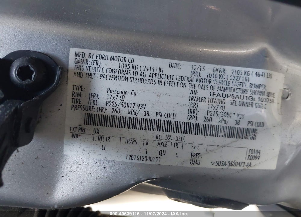 2016 FORD C-MAX HYBRID SE VIN: 1FADP5AU1GL103759