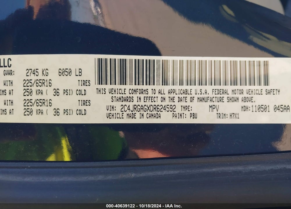 2013 RAM CARGO TRADESMAN VIN: 2C4JRGAGXDR624592