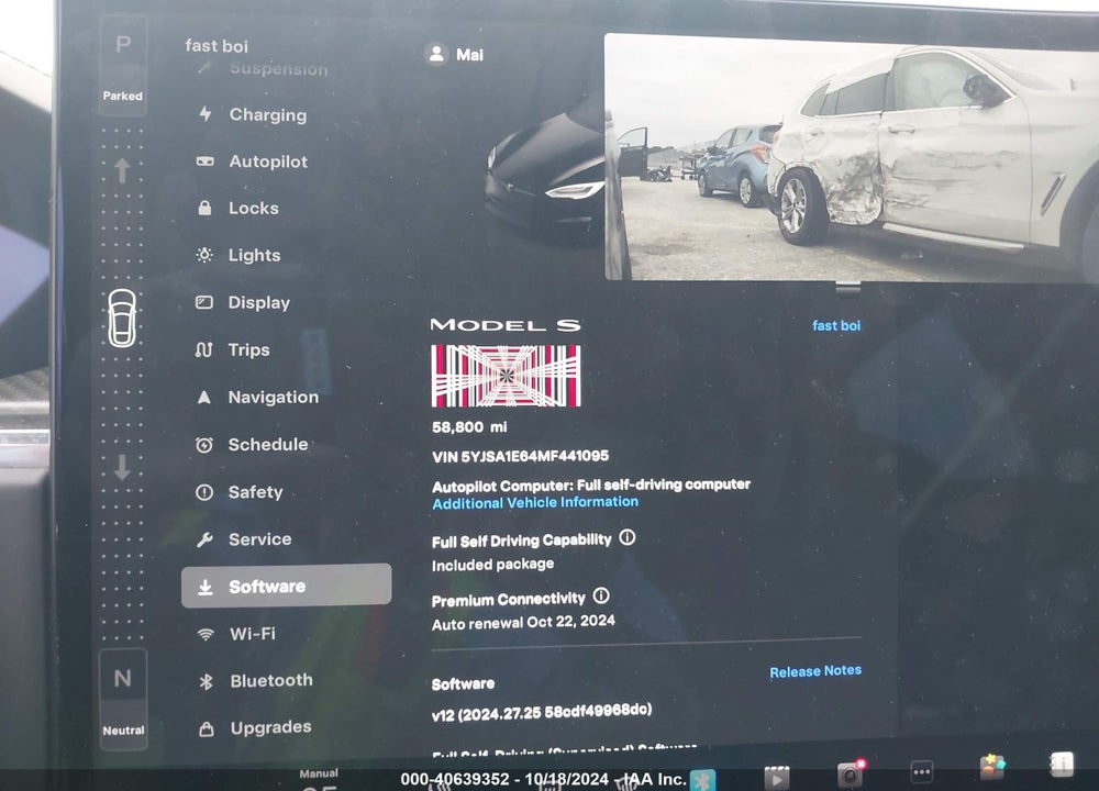 2021 TESLA MODEL S PLAID TRI MOTOR ALL-WHEEL DRIVE VIN: 5YJSA1E64MF441095