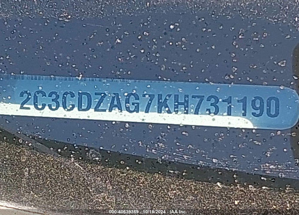 2019 DODGE CHALLENGER VIN: 2C3CDZAG7KH731190