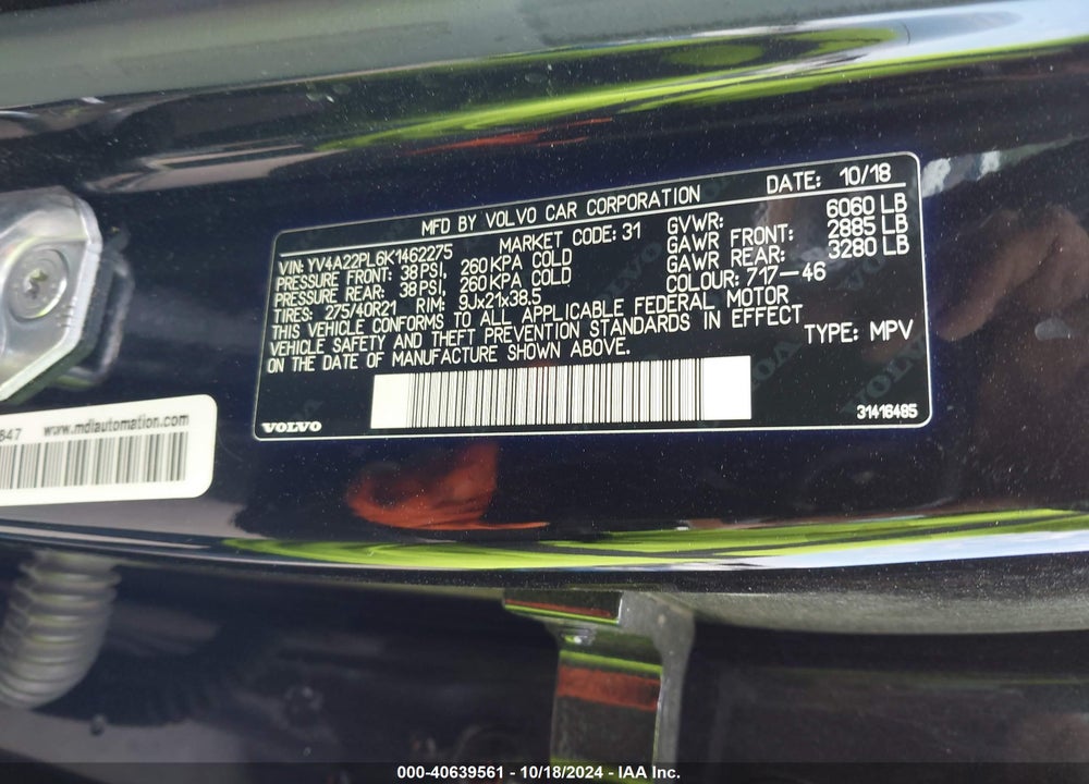 2019 VOLVO XC90 T6 INSCRIPTION VIN: YV4A22PL6K1462275