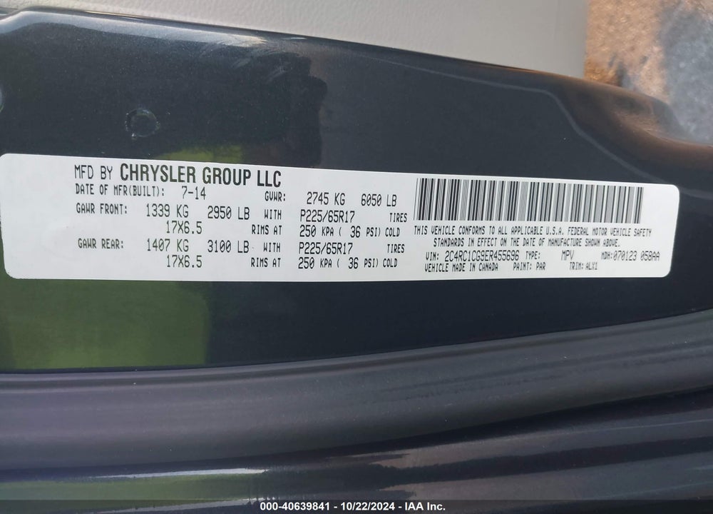 2014 CHRYSLER TOWN & COUNTRY TOURING-L VIN: 2C4RC1CG9ER455696