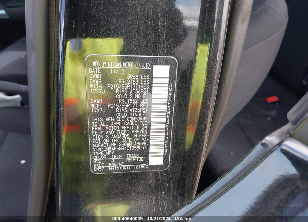 2014 NISSAN JUKE S VIN: JN8AF5MR4ET358057