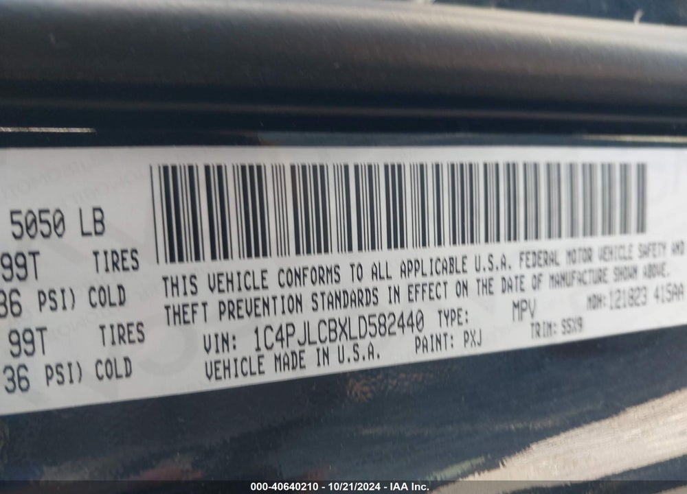2020 JEEP CHEROKEE LATITUDE FWD VIN: 1C4PJLCBXLD582440