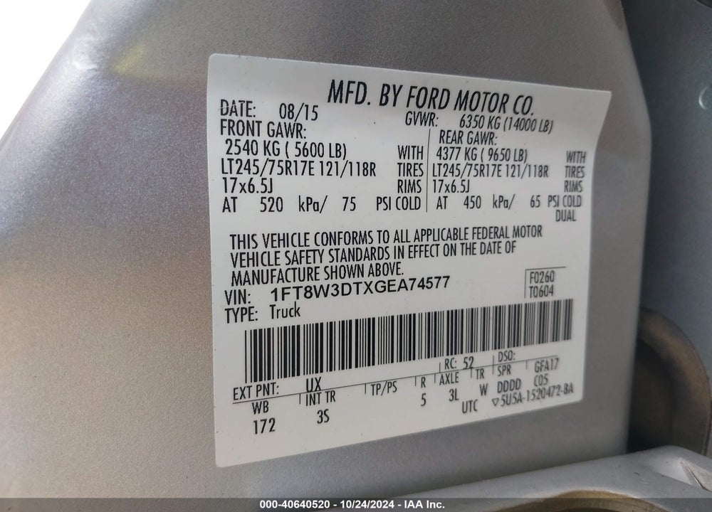 2016 FORD F-350 XLT VIN: 1FT8W3DTXGEA74577