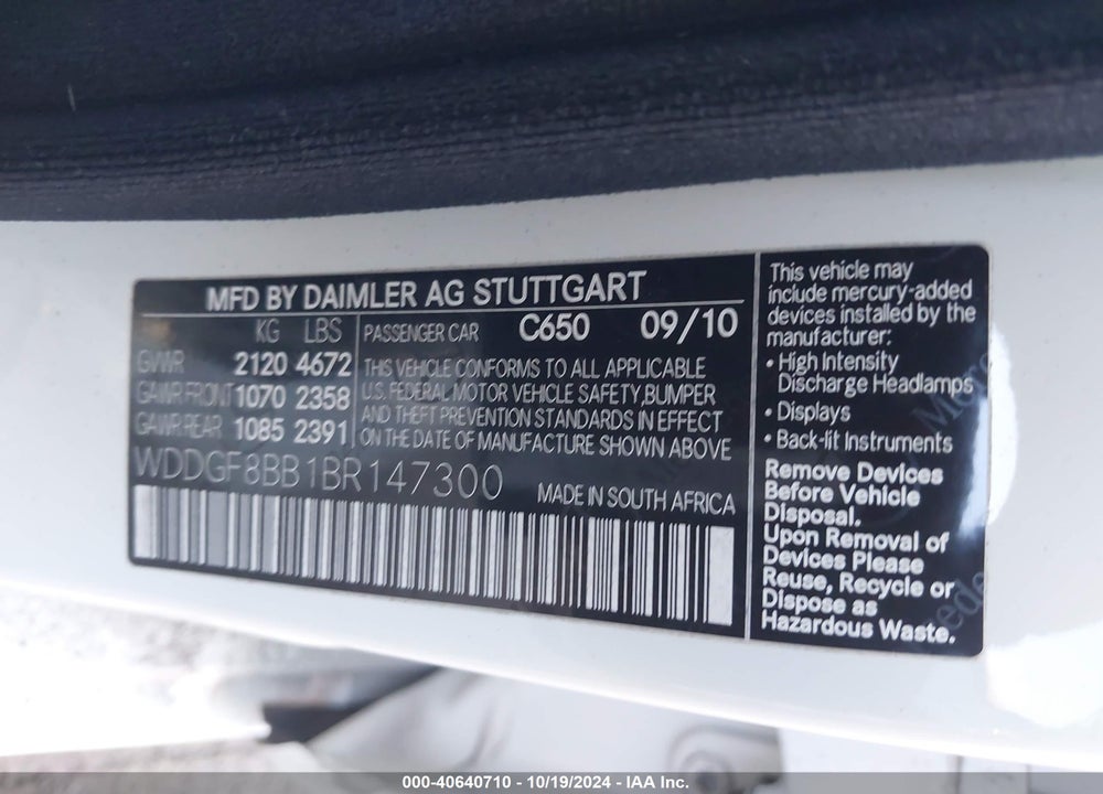 2011 MERCEDES-BENZ C 300 LUXURY 4MATIC/SPORT 4MATIC VIN: WDDGF8BB1BR147300