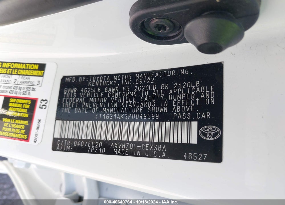 2023 TOYOTA CAMRY SE NIGHTSHADE EDITION HYBRID VIN: 4T1G31AK3PU048599