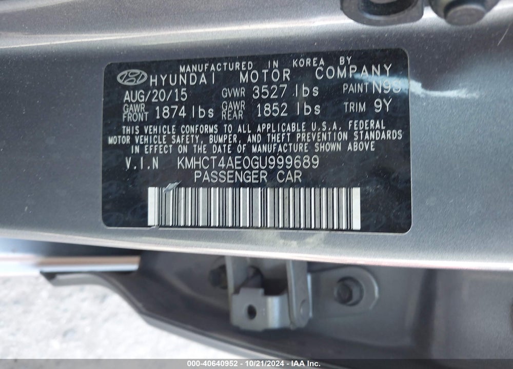 2016 HYUNDAI ACCENT SE VIN: KMHCT4AE0GU999689