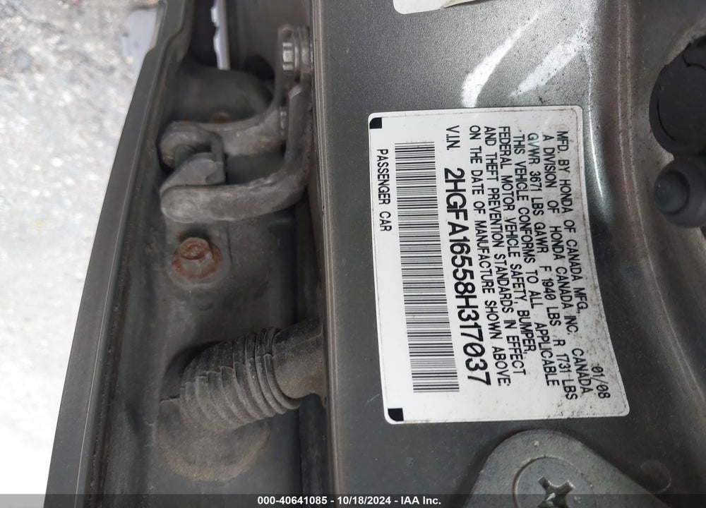 2008 HONDA CIVIC LX VIN: 2HGFA16558H317037