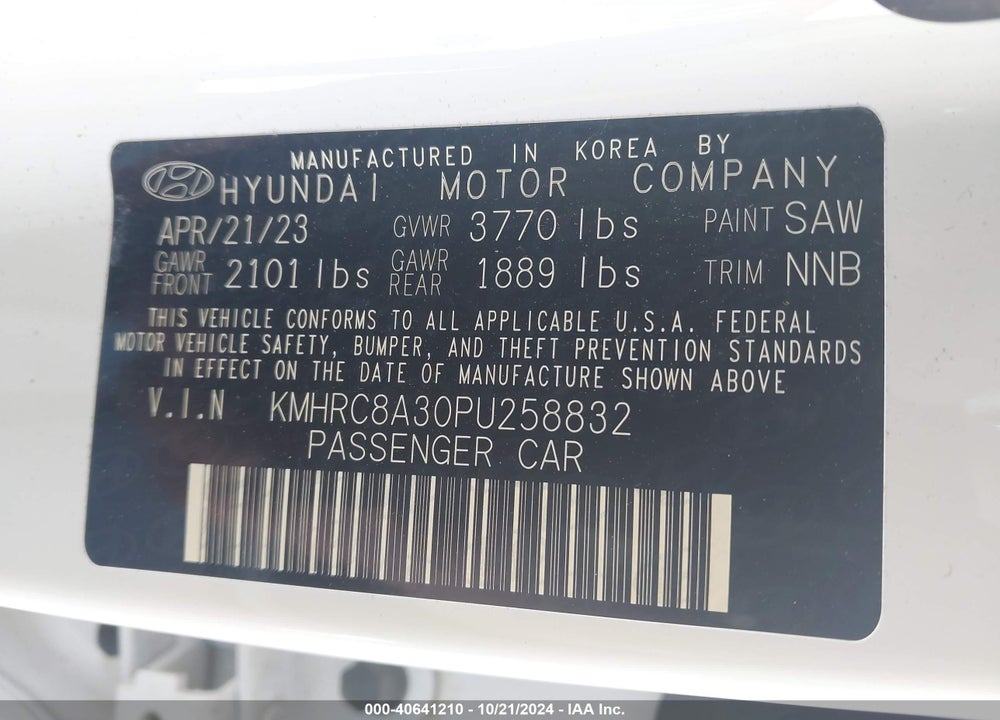 2023 HYUNDAI VENUE SEL VIN: KMHRC8A30PU258832