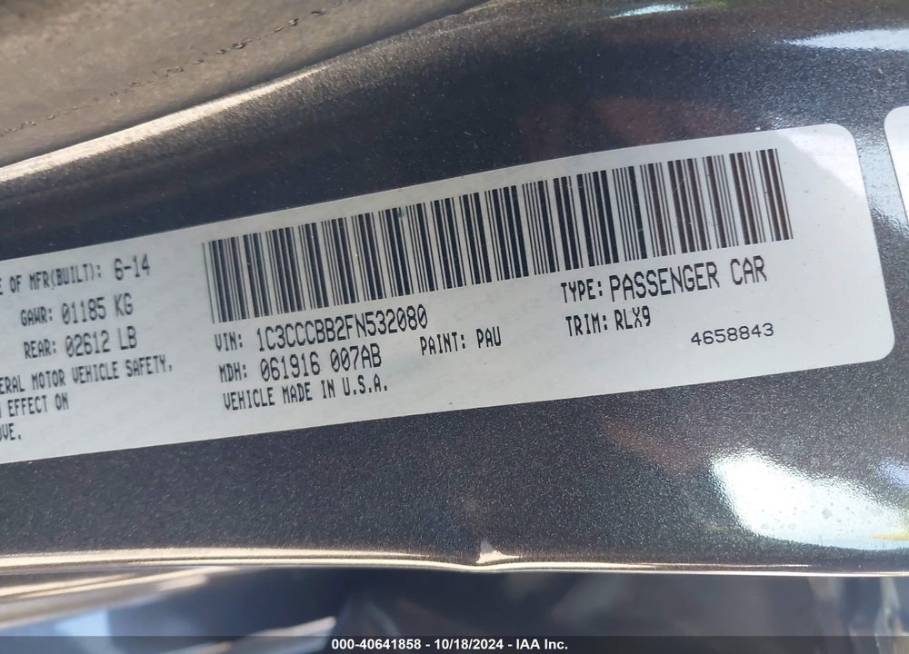 2015 CHRYSLER 200 S VIN: 1C3CCCBB2FN532080