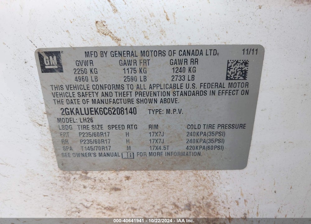 2012 GMC TERRAIN SLT-1 VIN: 2GKALUEK6C6208140