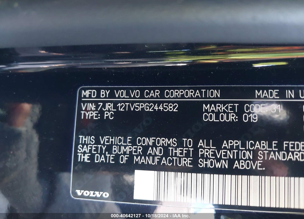 2023 VOLVO S60 B5 CORE DARK THEME/B5 PLUS DARK THEME VIN: 7JRL12TV5PG244582